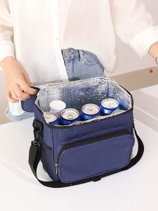 Large capacity lunch bag Portable insulated lunch box Handbag Outdoor picnic lunch bag Large Oxford cloth waterproof insulated lunch bag