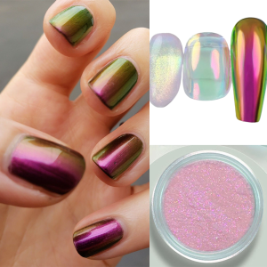1Jar Chameleon Aurora Nail Powder 0.2g Metallic Effect Mirror Chrome Pigment Dust Ultra-Fine Neon Moonlight Nail Rubbing Powder