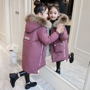 off-Season Girls Cotton-Padded down Jacket 2023 New Winter Clothes Western Style Childrens Winter Thick Coat Mid Length Long Length Cotton-Padded Jacket