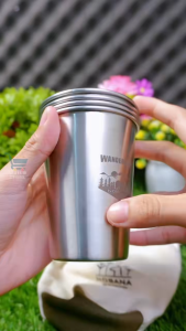 Paket Gelas Camping Plus Storage Pouch Stainless 304 isi 4 Pcs 350 Ml