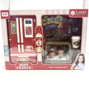 Play House Set Spray Water Vapor Mini Fridge Kitchen Fast Food Restaurant Burger Fries Dessert Set Educational Role Play Toys