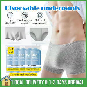 5PCS 男生一次性内裤 Disposable Underwear Men Pure Cotton Travel Panties Briefs Shorts Plus Size Boxer Seluar Dalam Lelaki Pakai Buang 内裤底裤
