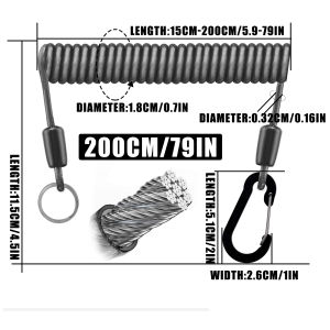 SAMOLLA Heavy-Duty Elastic Fishing Lanyard: Universal Stainless Steel Safety Rope 1.5-3M Telescopic Secure Gear Tether