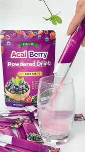 FITGUM Acai Berry Powdered Drink With Chia Seeds 100% Organic Glutathione Collagen Anti-aging Whitening Skin