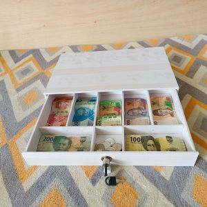 Laci kasir motif abu / tempat uang / brankas ada kunci