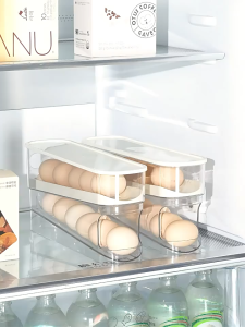 [Hot Sell] Rolling egg storage box refrigerator side door storage rack kitchen preservation box egg box egg rack