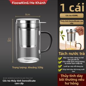 Heqing | Ly Thủy Tinh Pha Trà và Nước Văn Phòng Dung Lượng Lớn