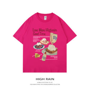 Retro American Cotton Short Sleeve round Neck Womens T-shirt Shoulder Width Loose Fit Summer Casual Print Top for Couples