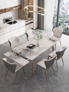 Luxurious Extendable Rectangle Rockboard Dining Table Foldable Modern Simplicity Style for Small Apartments from Foshan City