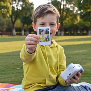 Kids Instant Print Camera Kids Camera 1080P Digital Camera for Kids 2.4 Inch IPS Screen 10X Zoom Built-in with Thermal Printing Paper Color Pens Neck Strap Birthday Festival Gift for Children Boys Girls