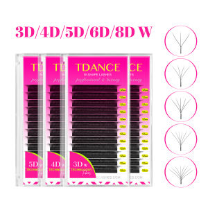 TDANCE 3D 4D 5D 6D Premade Fans Eyelash Extension W Style Faux Mink Natural Soft Bloom Lash Automatic Flowering Volume Eyelashes