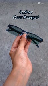 TERLARIS Kacamata Minus Optik Asli Photocromic Pria Wanita Half Frame Untuk Jarak Jauh