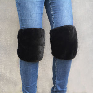 Thickened Rabbit Fur Knee Pads Winter Warm Outerwear Fashionable Cute Elderly Cold Legs Velcro Adjustable Knee Protectors