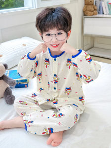 Bộ Đồ Ngủ Cotton Nguyên Chất Cho Bé Trai Ultra Man Mùa Xuân Mùa Hè Mỏng Chất Liệu Cotton Thoáng Khí Đồ Ngủ Cho Bé Trai