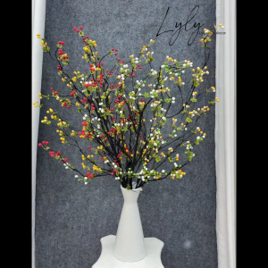 Cành Sơ Ri Cổ dài 100cm Cắm Điểm Trang Trí Tết. Hoa Lụa Decor