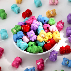 20pcs/bag Colorful Acrylic 11x16MM Cute Bears Charms Beads for DIY Jewelry Making Necklace Bracelet Keychain Crafts Accessories