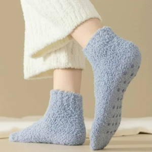 【READY STOCK】Fall Winter Padded Home Wear/Coral Fleece Socks/Thickened Plush Non-slip Floor/Thermal Ankle-Length Socks