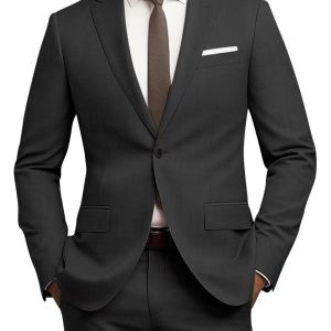 2 Pieces Fashion New Mens Business Single Breasted Solid Color Suit Coat / Male Slim Wedding Blazers Jacket Pants Trousers