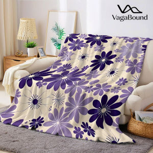 Purple Daisy Flannel Blanket Warm Soft Halloween Christmas Decorative Couch Warm Cozy All-Season Gift