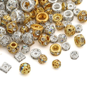 ลูกปัดสเปเซอร์ฐานทองแดงโลหะพลอยคริสตัล 5-20ชิ้น สำหรับ ทำเครื่องประดับต่างหู สร้อยข้อมือ คอแบบ DIY