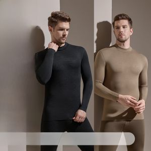 miiow | Mens Warm Underwear Set Cat Person Anti-Cold Base Layer Shirt Long Sleeve Long Pants Sheep Cashmere Heat Storage Autumn Clothes