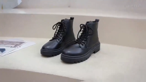 ​​รองเท้าบูทสตรีสไตล์เรโทรอังกฤษ - ส้นหนา+ซิปข้าง+ผูกเชือก สำหรับแต่งตัวสไตล์แคชชวลและกิจกรรมกลางแจ้ง​​