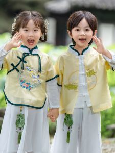 สไตล์จีนใหม่เสื้อผ้าประสิทธิภาพ ชุดฮั่นฝู ฤดูใบไม้ผลิ ฤดูร้อน เด็กอนุบาลชุดสไตล์แห่งชาติ Tang เครื่องแต่งกายหญิงเครื่องแต่งกายโบราณ CHORUS