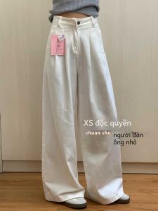 Rộng Rãi Nữ Cao Vòng Eo Ống Rộng Quần Jean Cắt Thẳng Côn Denim Quần Nút Khóa Kéo Đóng Mùa Hè Chống Mài Mòn