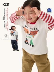 Q21 | Lyocell Cotton Graffiti Children Long Sleeve False Two-Piece T-Shirt