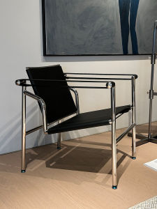 Retro Style Leather Stainless Steel Armchair