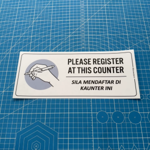 Register Registration Counter. Daftar Mendaftar Pendaftaran Kaunter. Premium Sticker Sign Signage Notice Label.