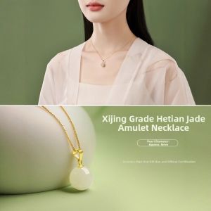 HUAKAIYUNDUO | Prosperity Jade Necklace Silver Pendant