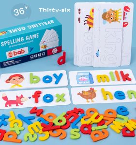 Educational Word Puzzles for Letter Recognition and Spelling Wooden Toys