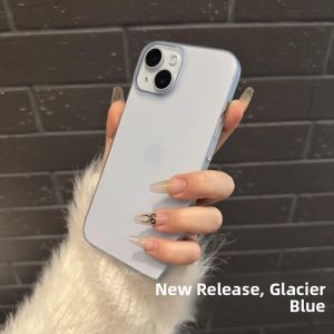 Ultra-Thin Ice Mist Transparent Anti-Fall Apple 15 Phone Case Iceberg Blue Frosted Design Simple Protection for iPhone 14/13