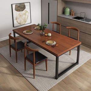 Modern Simple Style Dining Table Set with Chairs Fast Food Restaurant Breakfast Cafe Combination Rectangular Table for 8 People