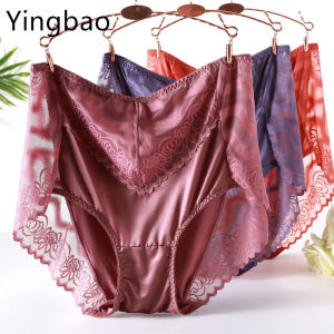 Yingbao กางเกงในเอวสูงขนาดพิเศษผู้หญิง75-105กก. กางเกงในแบบตัดสูง