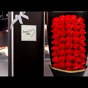 51pcs Artificial Flowers Bouquet Valentines Day Gift Roses Soap Flower Gift Box For Holiday Gifts