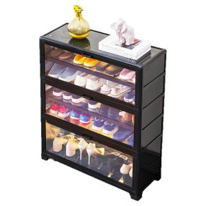 Economic Aluminum Alloy Shoe Cabinet Large Capacity Balcony Doorstep Storage Rack Waterproof Home Furniture Metal Plant Pattern