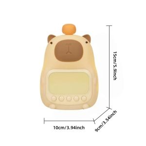Cute Rechargable Digital Alarm Clock Night Light Touch Snooze Always-on Display Desktop Table Clock 12/24H Alarm Music LED Clock
