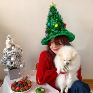 Hình cây thông giáng sinh sequin mưa lụa Mũ giáng sinh trang trí Giáng sinh tiệc tùng lễ hội Mũ Ông Già Noel cô gái trẻ em tự làm đồ trang trí năm mới Quà Tặng
