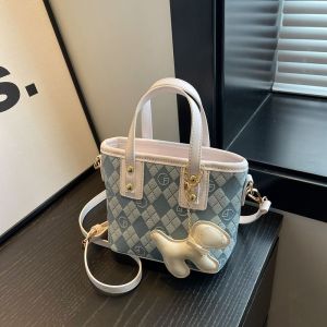 Bags for women fashion new 2024 trendy versatile shoulder messenger bag internet celebrity contrast color portable bucket bag womens bag dual use