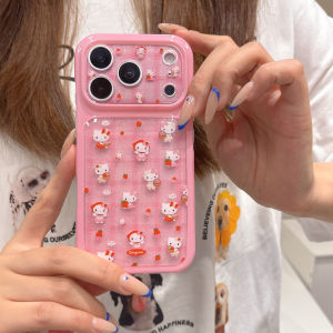 Sanrio | Sanrio Hello Kitty Mini Cartoon Print Pink Glitter Phone Case Shockproof Girly Protective Cover For iPhone 17 16 15 17 Pro Max
