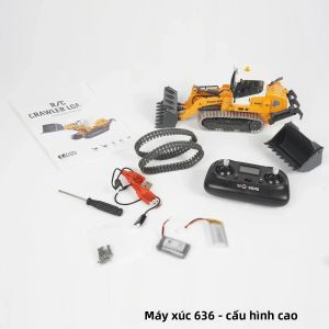 Mô Hình Xe Xúc Lật Điều Khiển Từ Xa Mini Loader 636 Tỷ Lệ 1/50 Đồ Chơi Xe Công Trình Điện Có Đèn Và Âm Thanh Dành Cho Độ Tuổi 14+