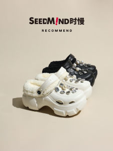 รองเท้าแตะผู้หญิงหนาหุ้มข้อแบบสวมหัว EVA ทรงหัวมน ทรงหัวมน สำหรับใส่ในฤดูหนาว สวมใส่สบาย สวมใส่สบาย รองเท้าแตะแบบสวมหัวแบบมีซิป