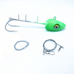 Luminous Double Hook Fishhook with Lead Head for Sea Fishing Iron Plank Boat Fishing Night Fishing Mackerel Artificial Bait