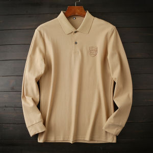 Comfortable Pure Cotton Long Sleeve Polo Shirt Mens Base Layer T-shirt Machine Washable Autumn Fashion Urban Style Breathable