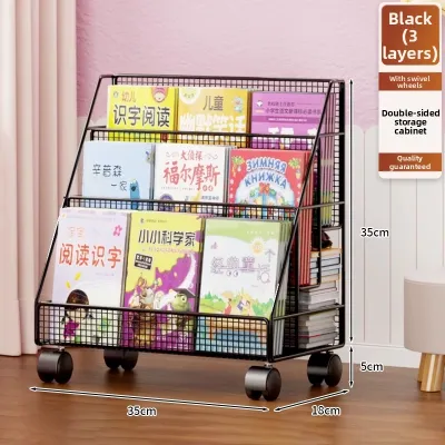 WANGXINGHEYUE | Mobile Kids-friendly Bookshelf Multi-layer Floor-standing Iron Shelving Unit