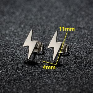 punk Stainless Steel Lightning Bolt Earrings for women men Prevent Allergy Metal gold color tragus piercing earring