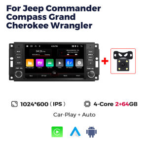 Android 13 Carplay Car Radio for Jeep Grand Cherokee Liberty Wrangler Chrysler Dodge Navigation GPS FM Stereo Multimedia Player