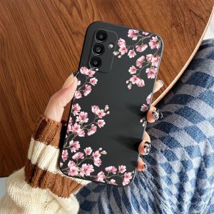 Pink Cherry Blossom Branch Print Phone Case For Samsung Galaxy A73 A72 A71 A70 A56 A55 A54 A53 A52 A51 Soft Silicone Back Cover